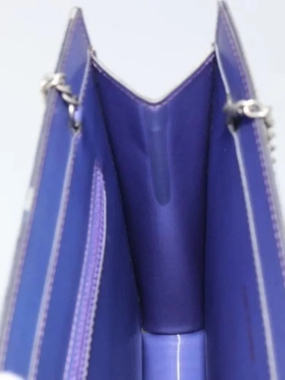 CHANEL Hologram Line Chain Shoulder Bag Nylon Purple Silver CC Auth bs35589A